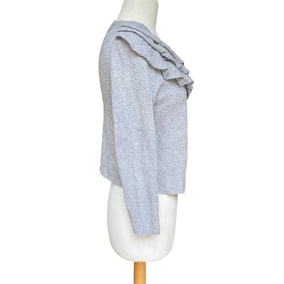 Banana Republic Wool Cashmere Cardigan Italian Ruffles Rosettes Fairy Feminine-S - Picture 8 of 12